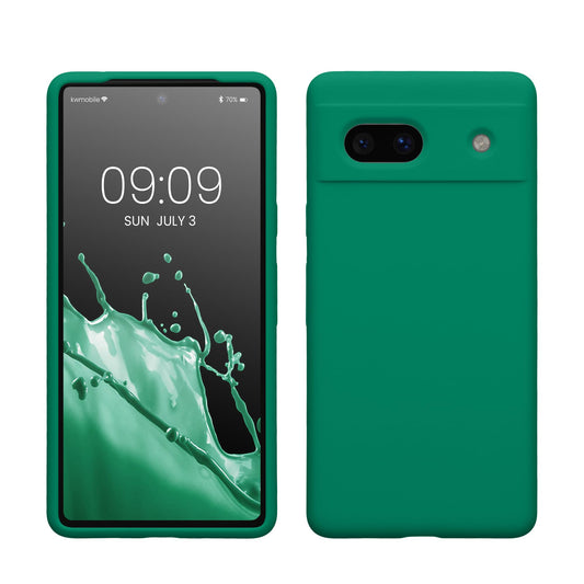 kwmobile Carcasa Compatible con Google Pixel 7a Funda - Case TPU y Silicona antigolpes - Apto Carga inalámbrica - Verde Esmeralda