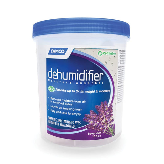 Camco 44286 Gancho práctico con Fragancia Que Absorbe hasta 3 Veces su Peso en Agua, Reduce la Humedad en clósets y Espacios Muy reducidos, 2 Unidades, Contenedor de Recarga del deshumidificador
