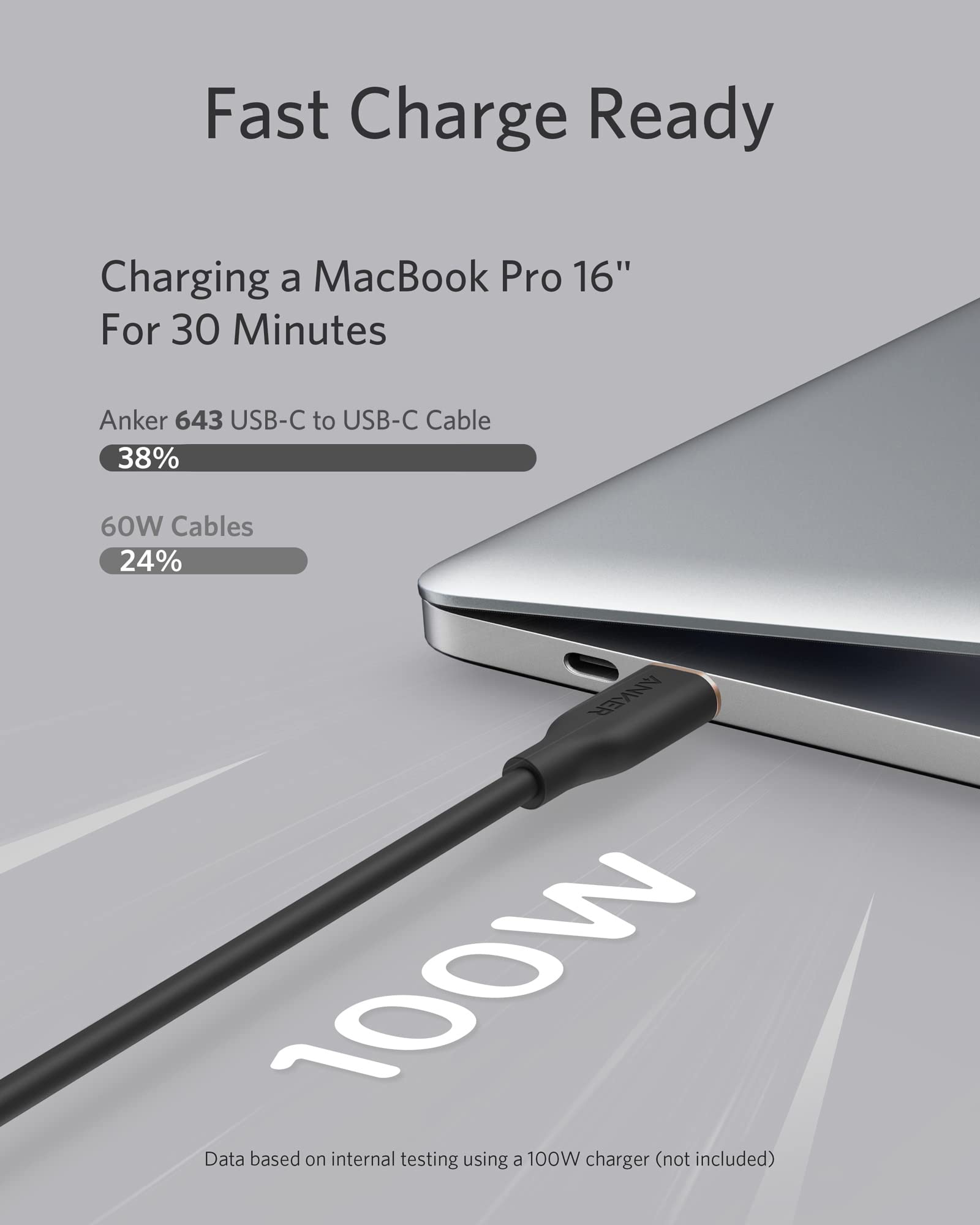 Cable de Carga USB-C Anker PowerLine III Flow Negro Noche 100 W 1.8M Compatible con iPhone y MacBook Pro