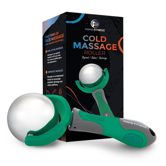 Bola de rodillo de masaje frío | Terapia fría | Bola de rodillo de hielo con mango | Barra criogénica | Alivia el dolor muscular (verde)