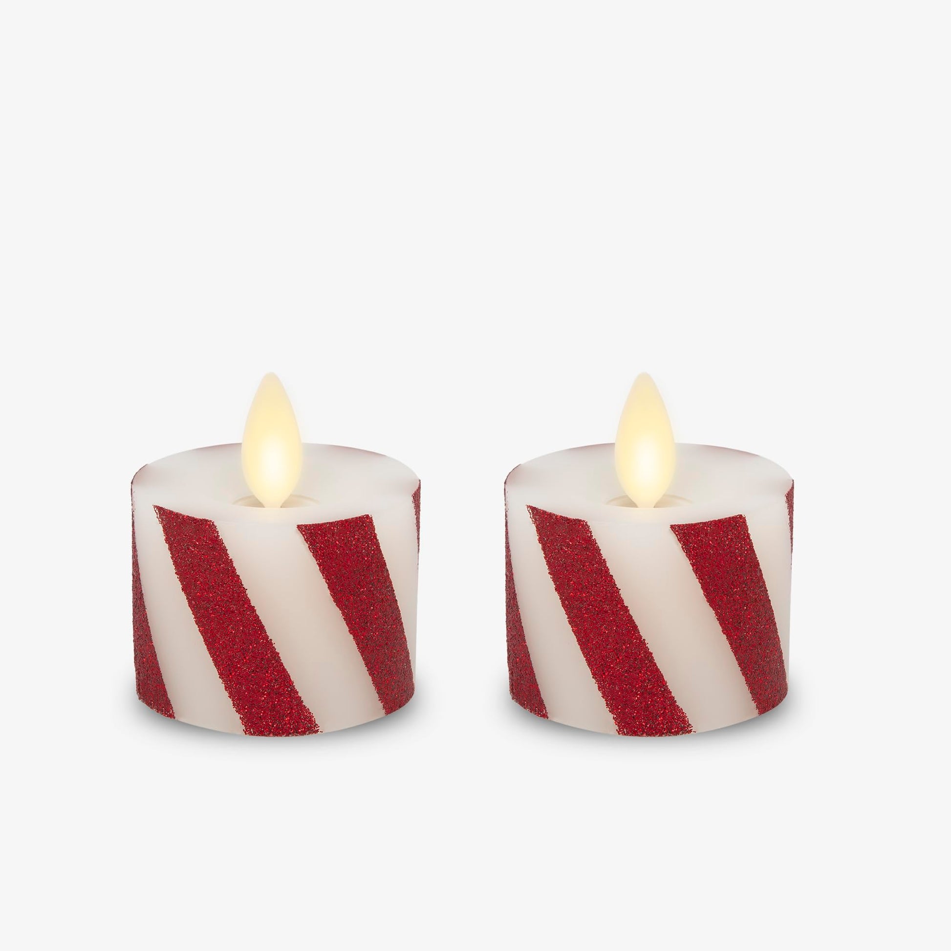 Luminara - Paquete de 2 velas LED sin llama con llama móvil (1.4 x 2 pulgadas) de plástico que funciona con pilas, luz LED sin llama, suave (bastón de caramelo)