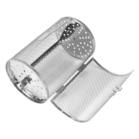 LANTRO JS - Cesta de horno de 1 pieza, parrilla de barbacoa de acero inoxidable, cesta de horno de tambor tostador de 12 * 18 cm para frutas secas para hornear