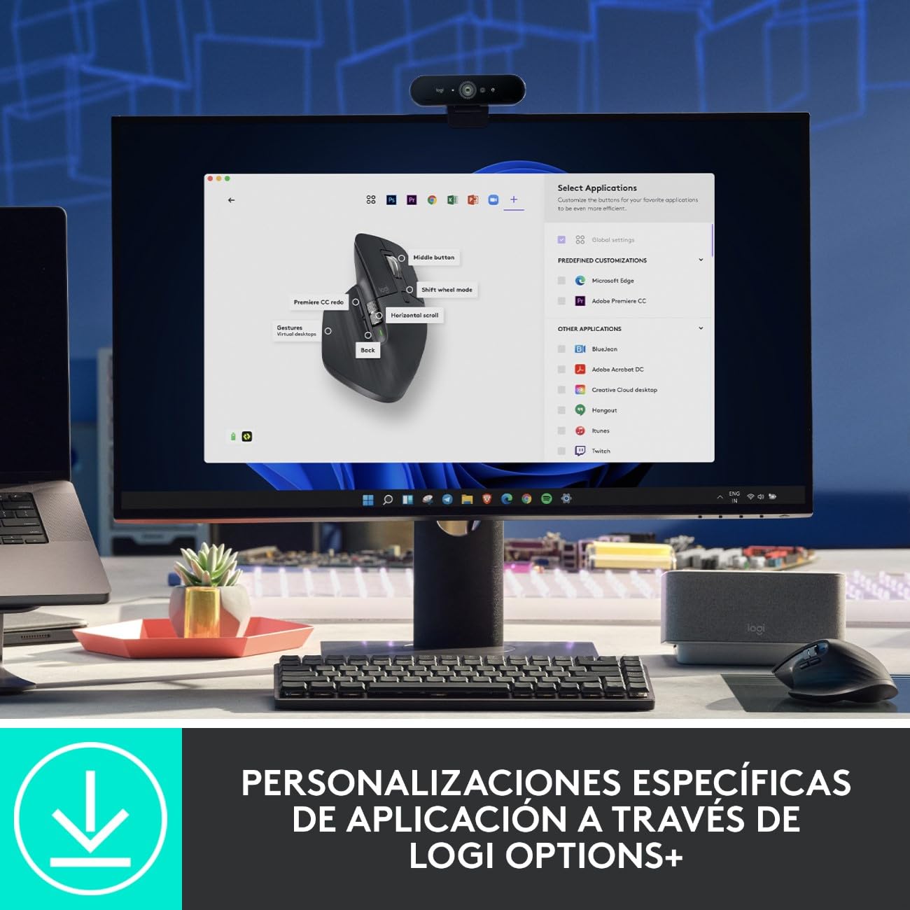 Logitech MX Master 3S Mouse Inalámbrico de Desempeño, Scrolling Ultra-rápido, 8K dpi, Seguimiento sobre Vidrio, Clics Silenciosos, USB-C, Bluetooth