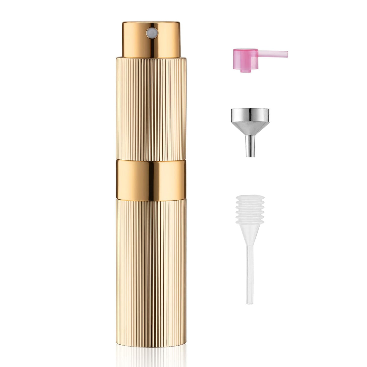 LISAPACK Botella atomizadora de perfume de 8 ml, 1 pulverizador de colonia de viaje, recargable, mini dispensador de perfume portátil aspiradora (dorado)