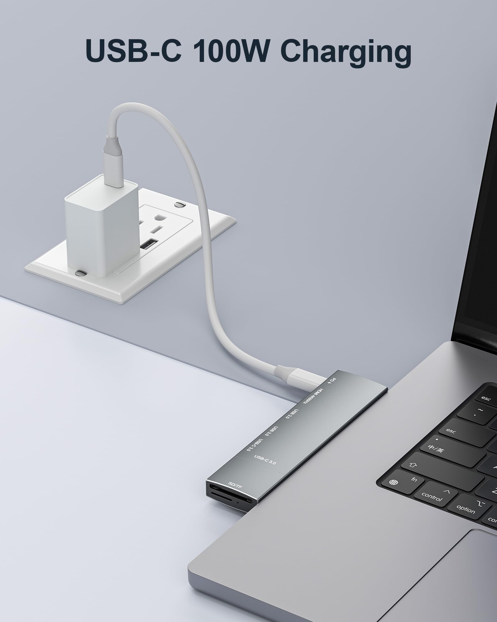 Hub USB C 8 en 2 para MacBook Pro MacBook Air iPad Dell Lenovo HP con 2 HDMI 4K 60Hz Lector de Tarjetas microSD SD y 2 Puertos USB A