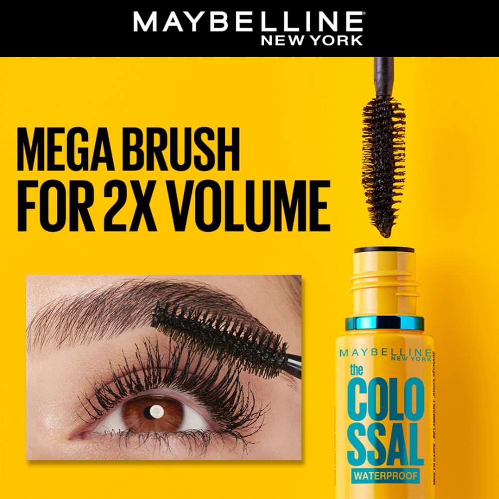 Maybelline Volume Express Colossal Mascara A Prueba de Agua, color Negro