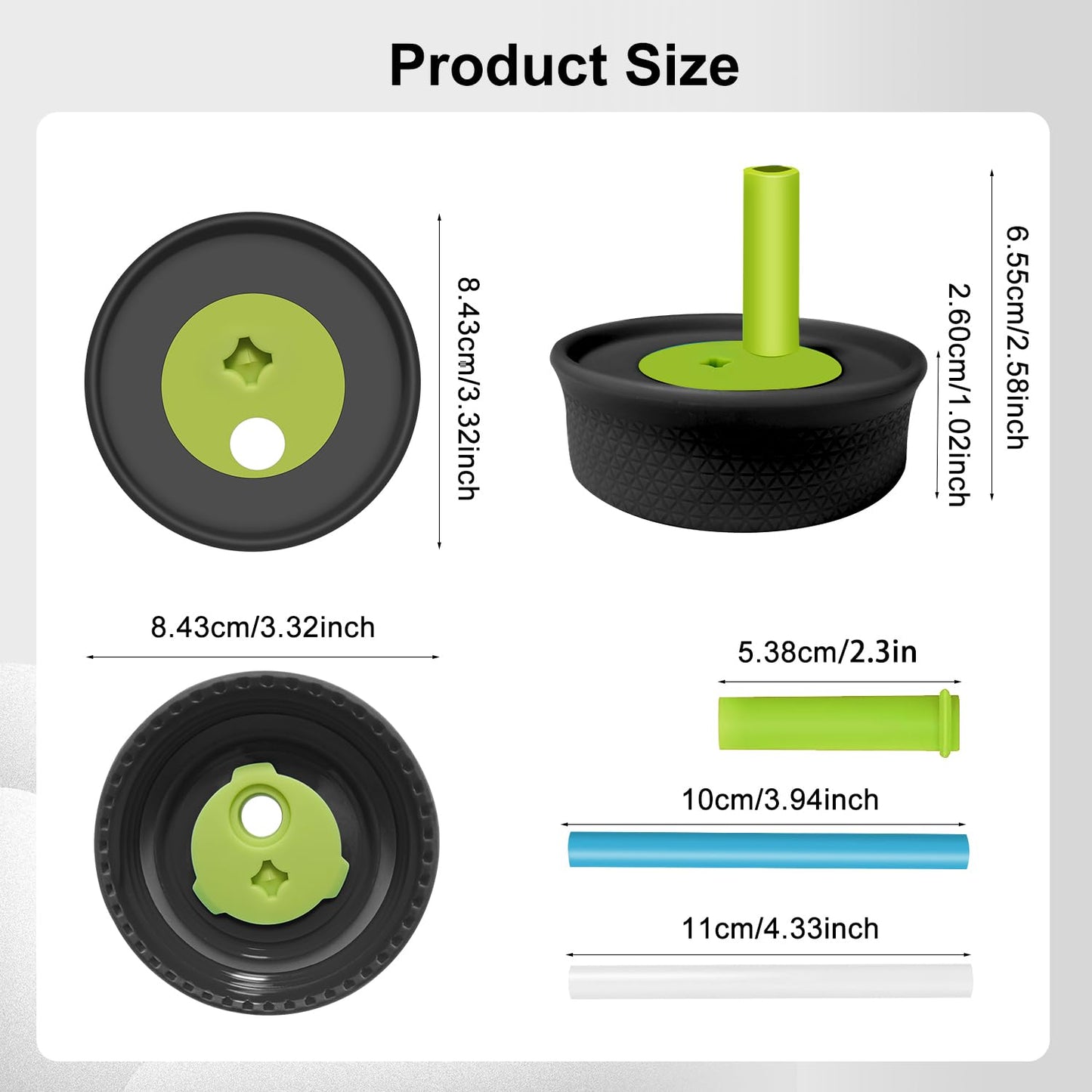 PHULWEL - Paquete de 2 tapas de repuesto para Owala Kids - Vaso aislante de 12 onzas y 15 onzas, tapa resistente a derrames con 4 popotes flexibles, sin BPA, apto para lavaplatos, accesorios para