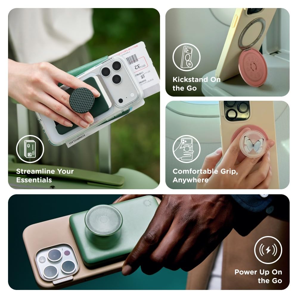 Portafolios PopSockets MagSafe Negro Agarre Expandible Compatible con Carga Inalámbrica