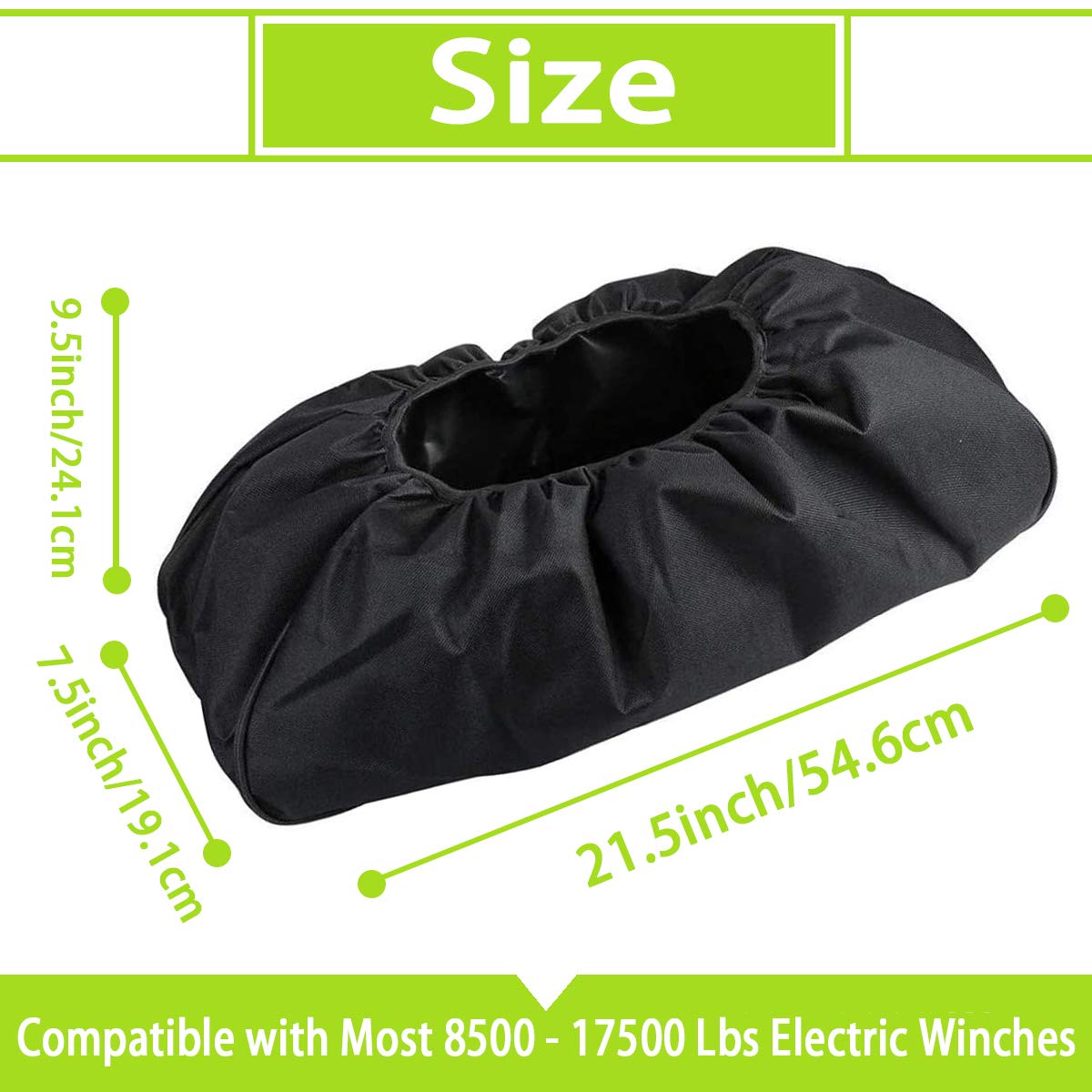 Funda de cabrestante impermeable, resistente 600D transpirable tela Oxford a prueba de polvo, compatible con la mayoría de cabrestantes eléctricos de 850-17000 libras, interior/exterior - (21.5 x 9.5 x 7.5 pulgadas)