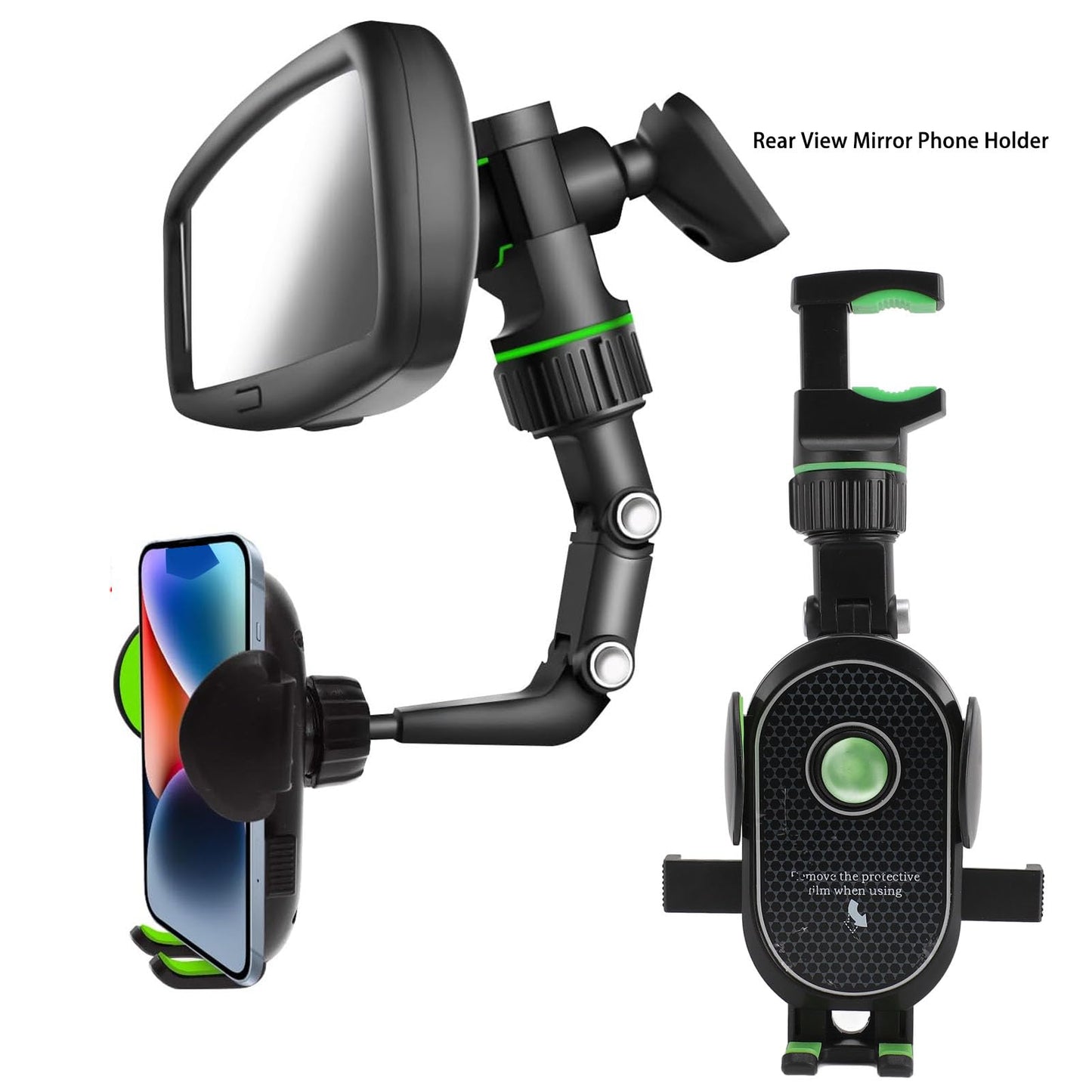 Gugxiom Soporte para Teléfono con Espejo Retrovisor, Soporte para Celular Automóvil con Rotación de 360 ° y Retráctil, Soporte para Teléfono con Espejo para Auto, Automovil