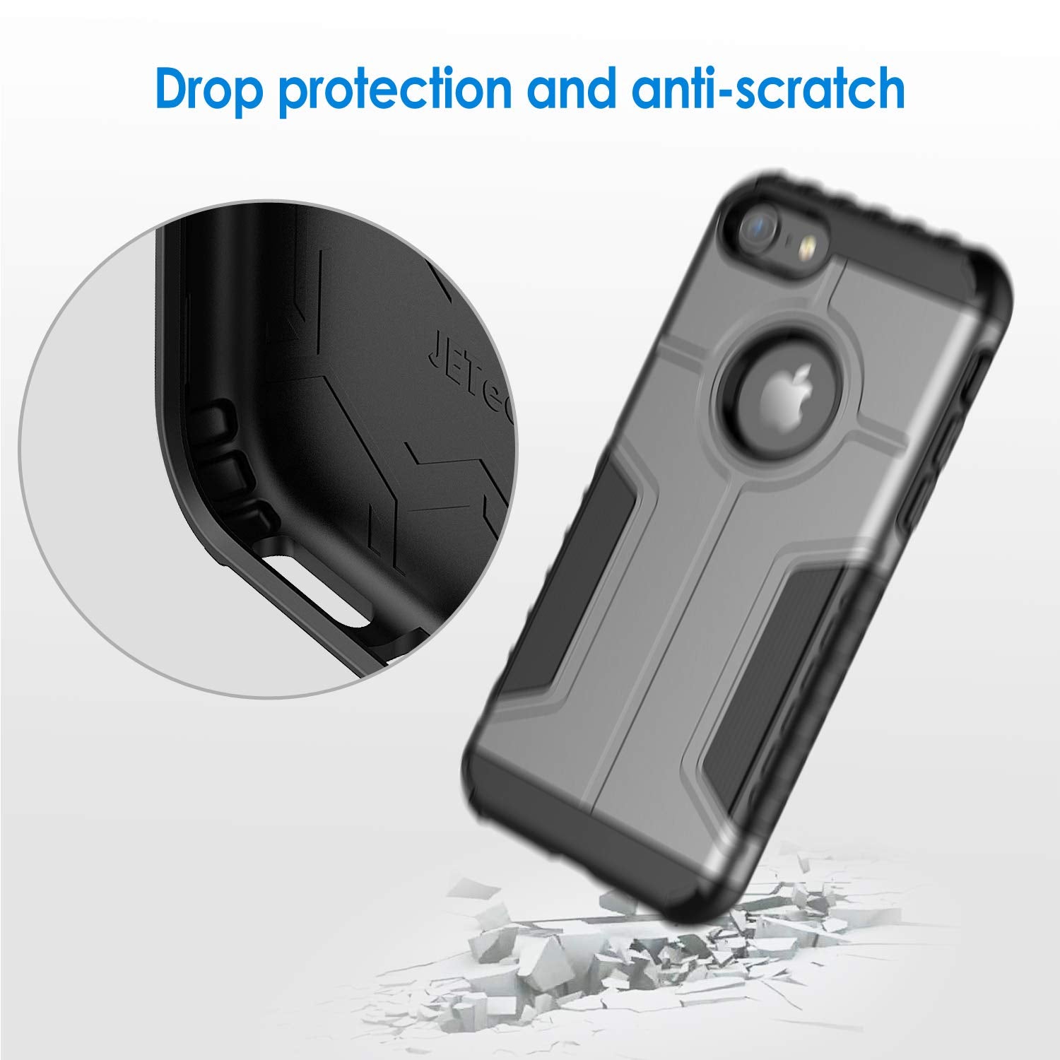 JETech Funda para iPhone 8 y iPhone 7, Carcasa Protectora de Doble Capa Absorción de Choque (Plata)