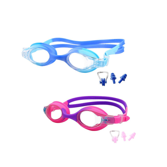 Gafas de Natación Niños 2 Pares - Antivaho + Silicona Ultra Suave, Edad 3-14 Años (Unisex)