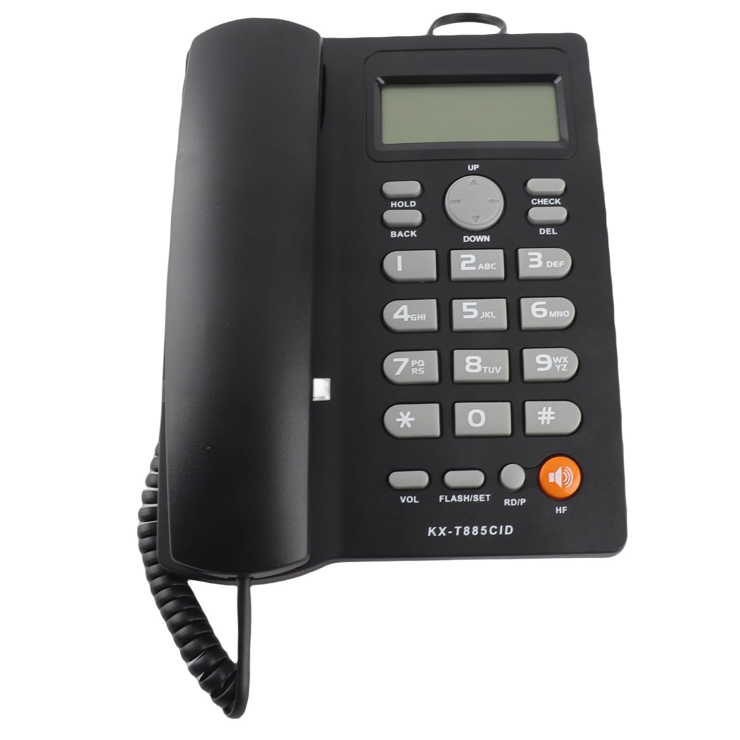 Teléfono con Cable Identificador de Llamadas Teléfono Manos Libres Oficina Hogar Hotel Teléfono Fijo Claro Sonido Marcado Rápido Función de Pausa / Retención Último Número Volver a Marcar(Negro)