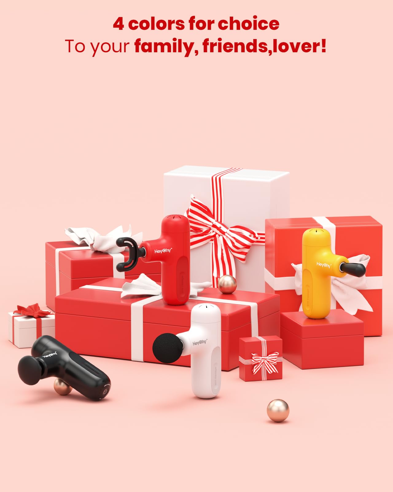 HEYCHY - Mini pistola de masaje, masajeador portátil de mano para aliviar el dolor de viaje pequeño, recuperación de cuerpo completo y alivio para exteriores, carga USB, 5 velocidades, regalos para