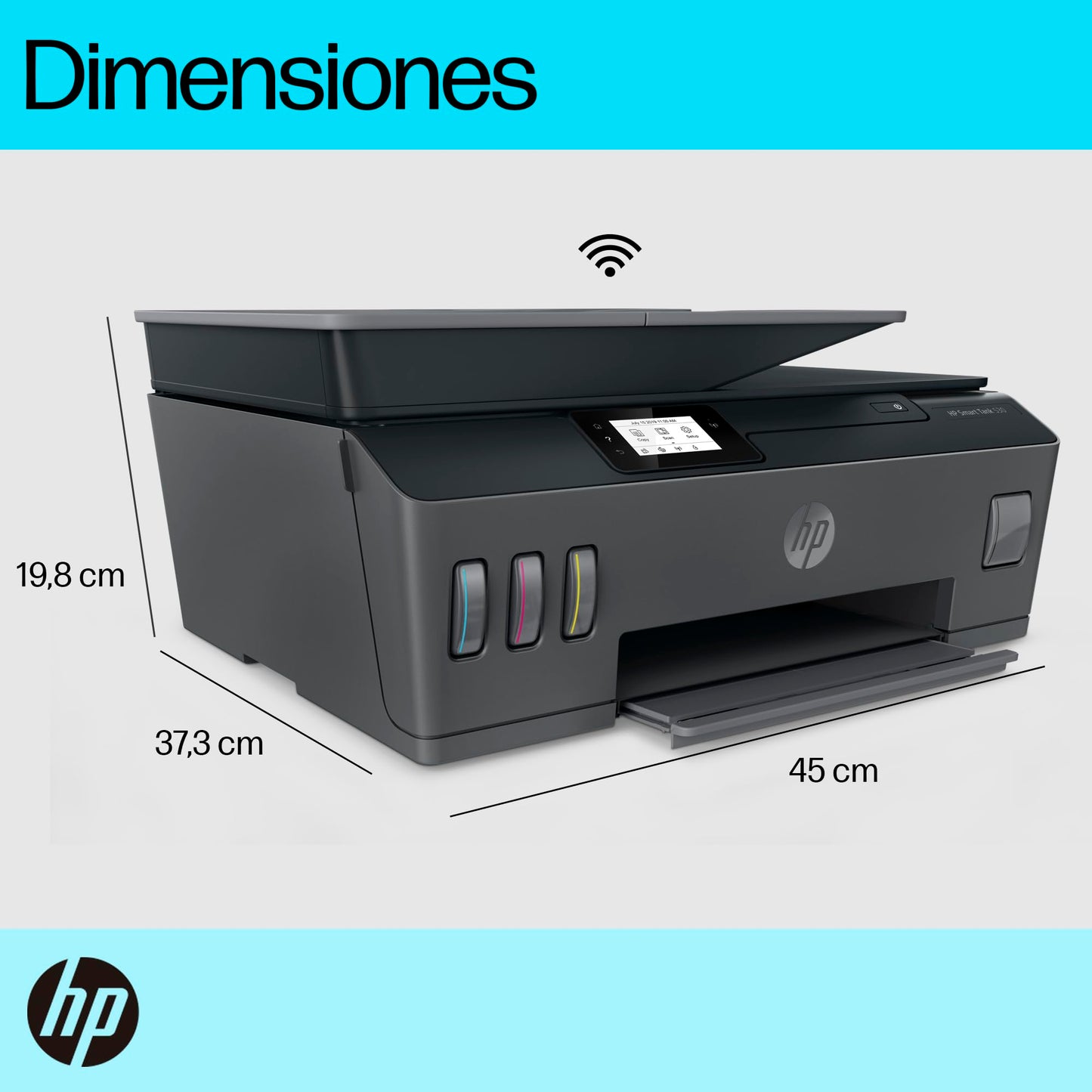 HP Impresora Multifuncional Smart Tank 530, Tinta Continua, Color, Wi-Fi, Dúplex (Doble Cara) Manual, ADF Alimentador Automático, Imprime desde HP Smart App, Impresión, Escaneo, Copiado (4SB24A)