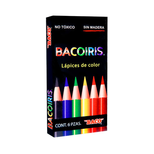 Baco | Bacoiris Lápices de Colores Cortos Redondos con Punta 3.3mm - Caja Corrugada con 50 cajas con 6 Colores c/u