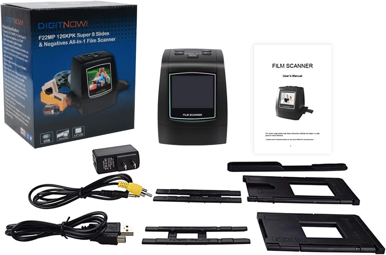 Escáner de Diapositivas y Negativos DIGITNOW 22MP con Memoria de 128 MB y Pantalla LCD 2.4 Pulgadas