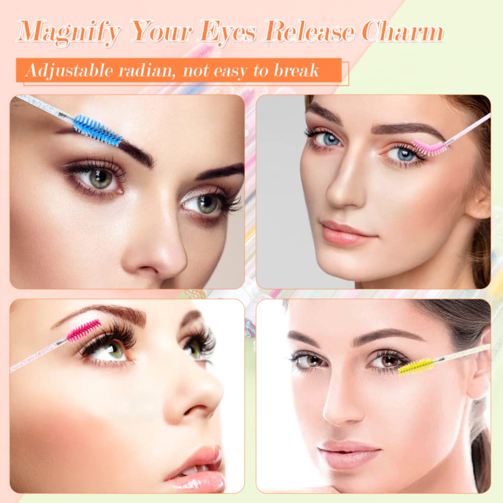 60 pinceles desechables para pestañas coloridas, para pestañas y pestañas, con forma de diamante, para maquillaje, varita de máscara en tubo sanitario, suministros para pestañas