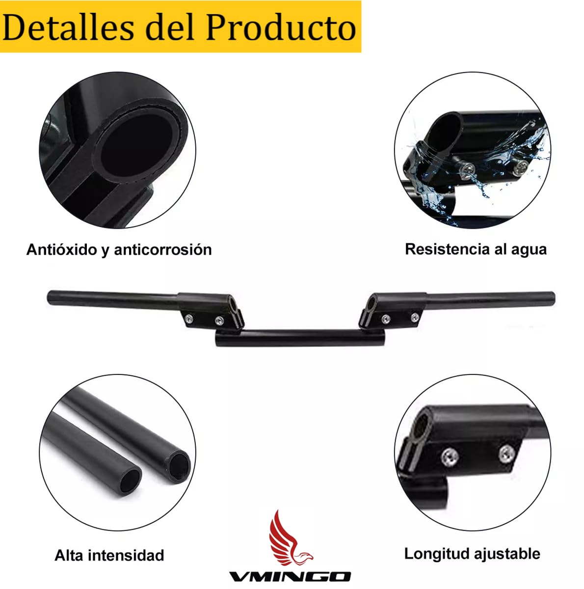 Manubrio Universal para Moto Barra de Equilibrio Manillar Deportivo Ajustable Motocicleta Resistente a la Corrosión Inoxidable 3pzs (Dorado)