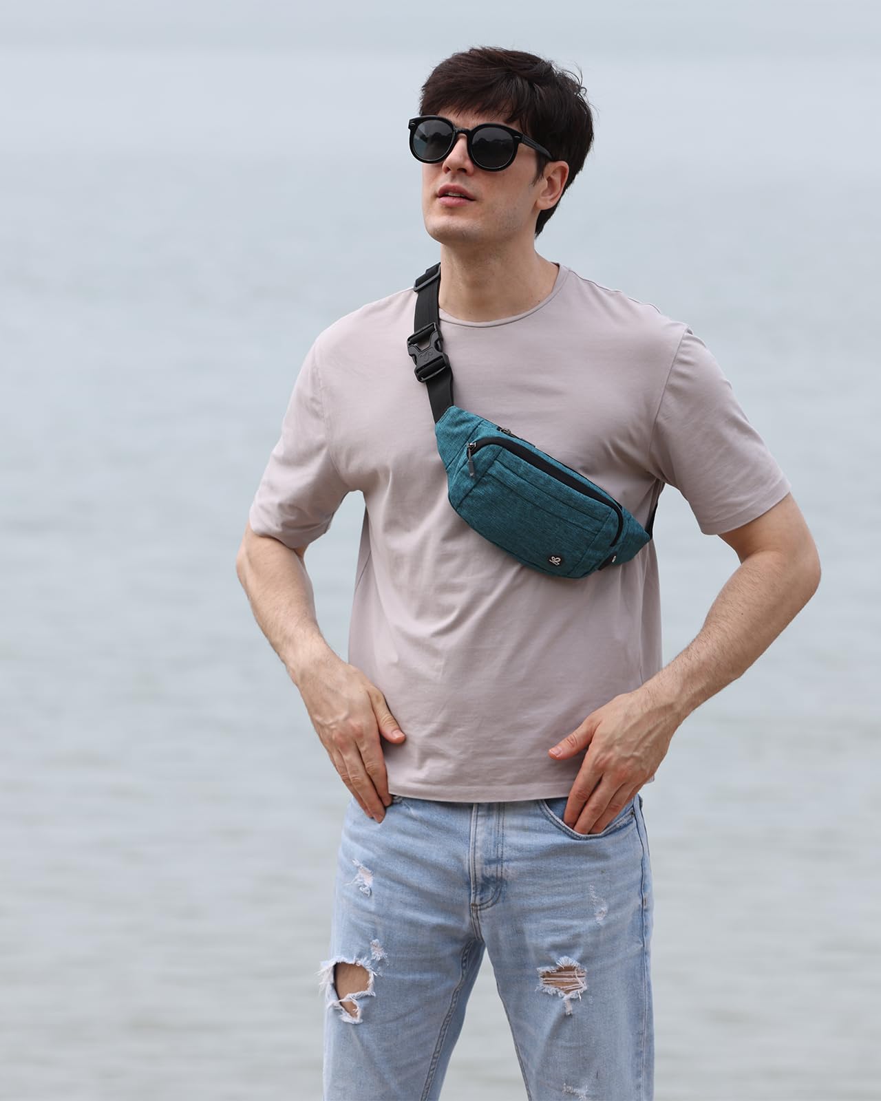 Riñonera WATERFLY Deportiva Mujer Hombre Pequeña con Cinturón Extra Extendido para Marcha y Viajes al Aire Libre