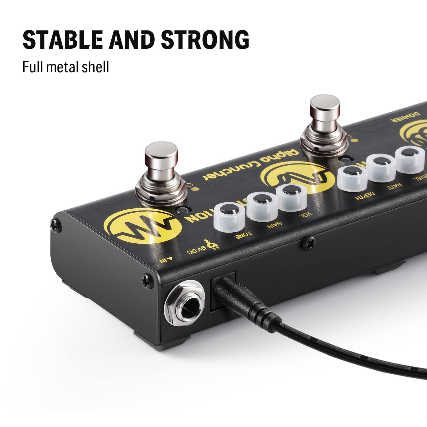 Donner Multi Pedal de efecto guitarra efectos de Cruncher 3 tipo de Alpha retardo Chorus Pedal de distorsión con adaptador