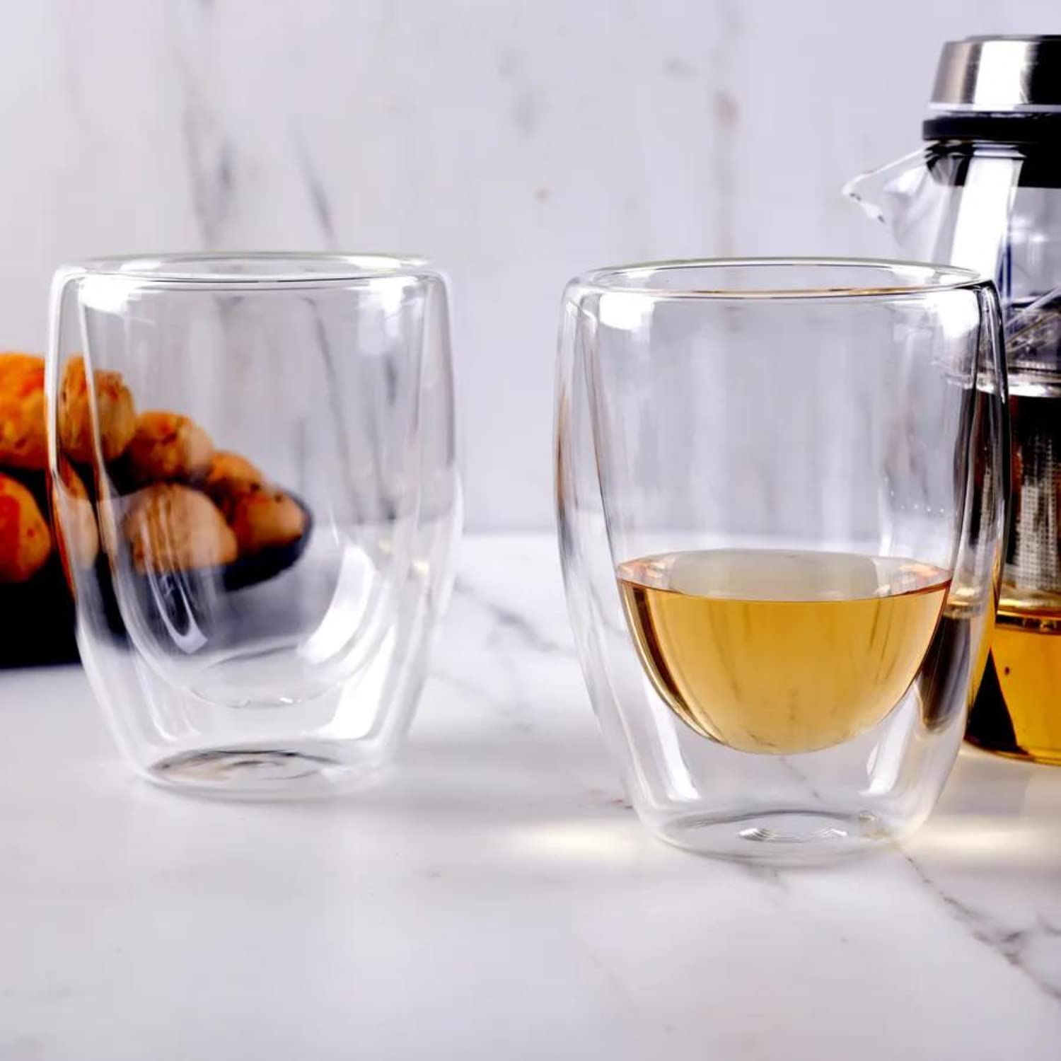 EasyWare Premium Set de Vasos y Tazas de Doble Pared de Vidrio Tèrmico Borosilicato Para Capucchino Espresso Té Café Etc (4 x 350)