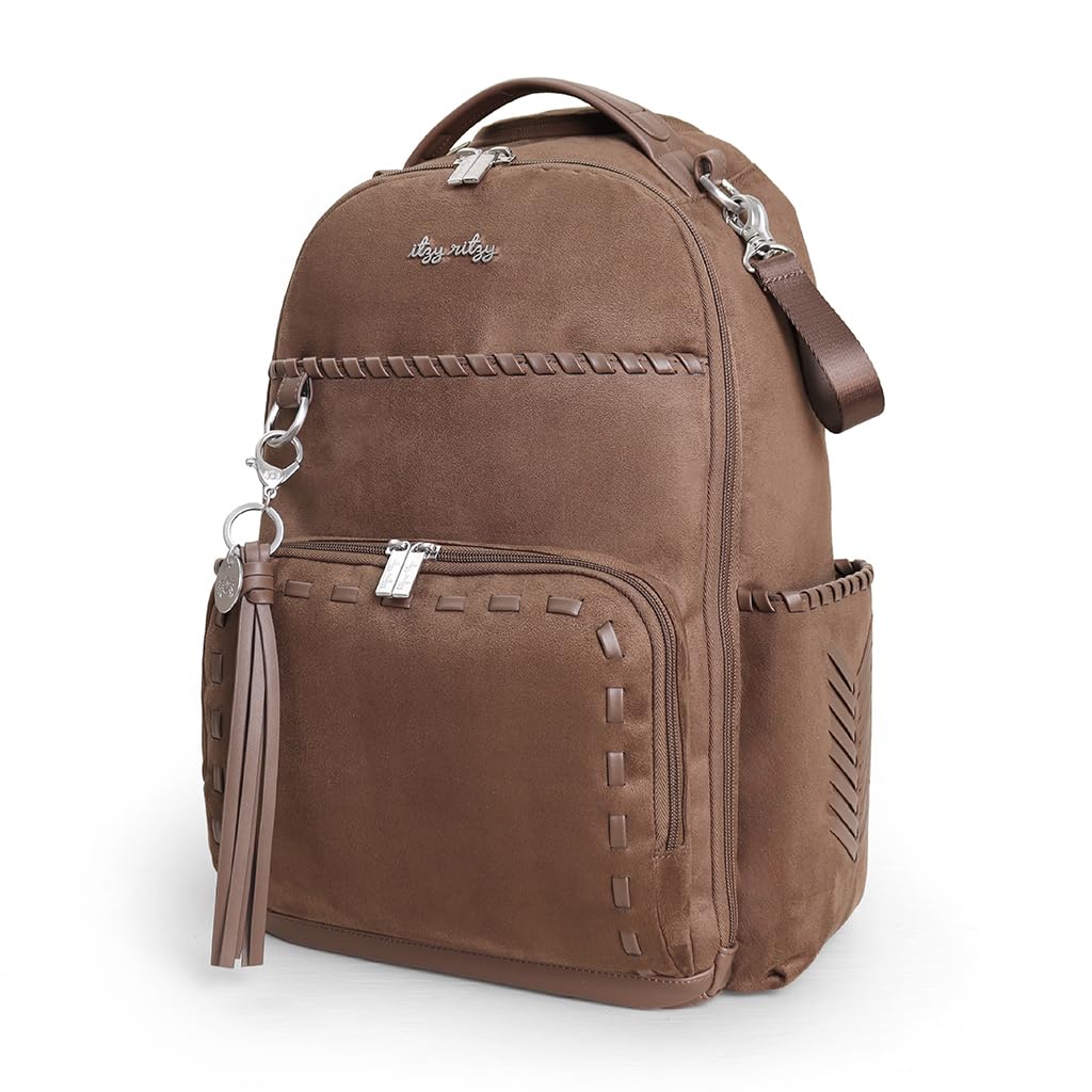 Itzy Ritzy - Mochila para pañales de gran capacidad Boss Plus con 19 bolsillos, cambiador, clips para carriola y correas cómodas (Aspen)