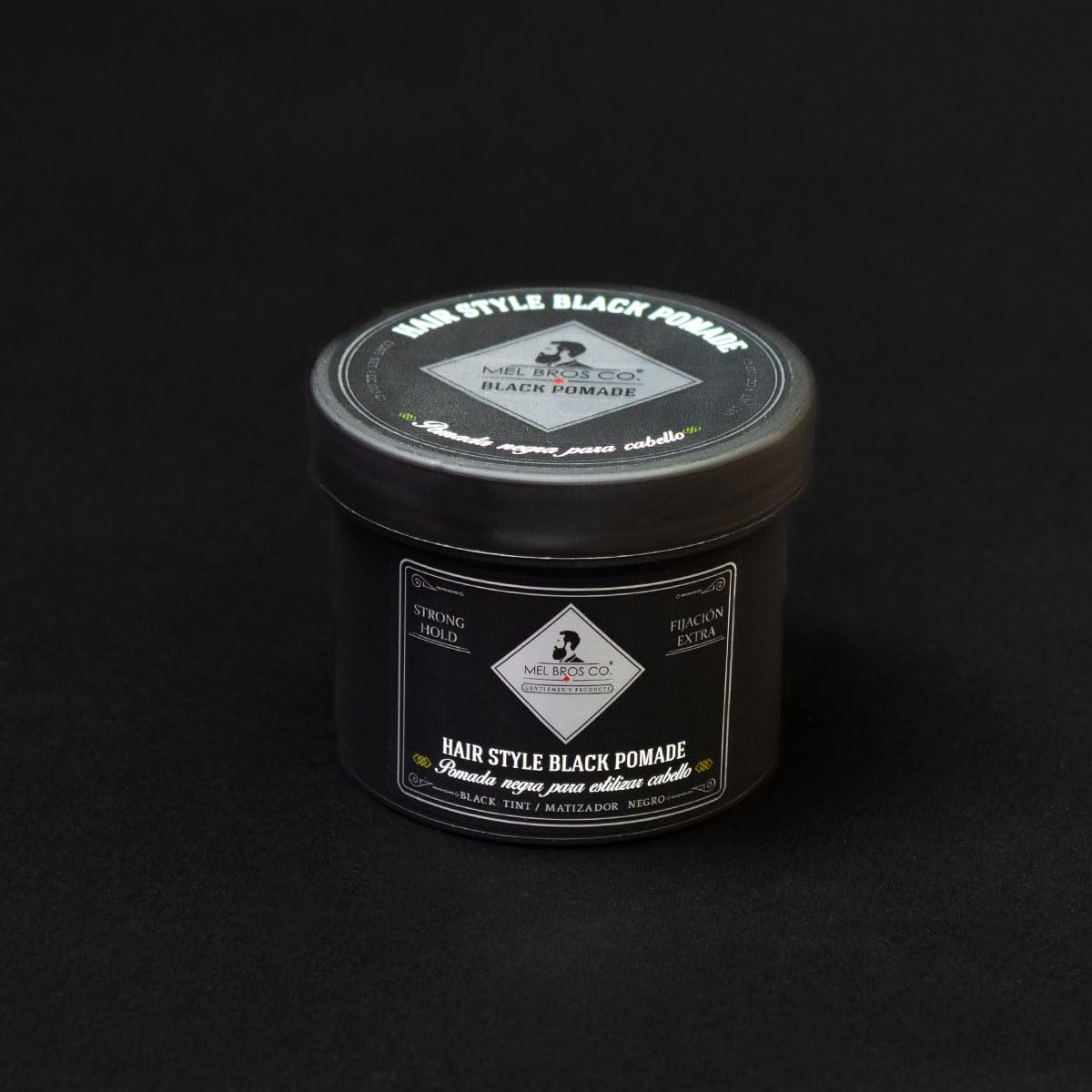 MEL BROS CO. - Hair Style Black - Pomada negra para estilizar, oscurecer y matizar cabello con canas. Extra Fijación 4 oz.