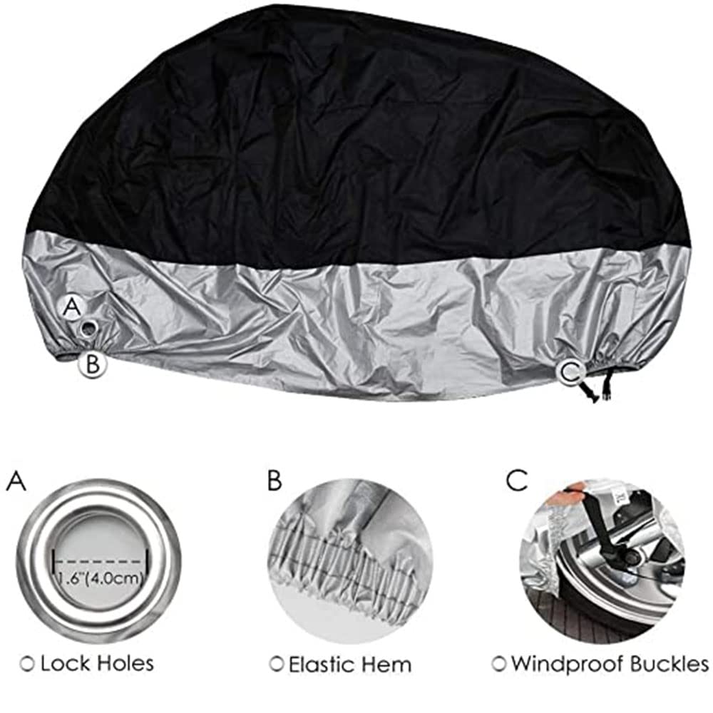 Funda Cubierta Motocicleta Motos Impermeable - Funda para Motocicleta Protección contra el Polvo, UV, Escombros, Lluvia y Clima, Aptos (XXL - Black & Silver)