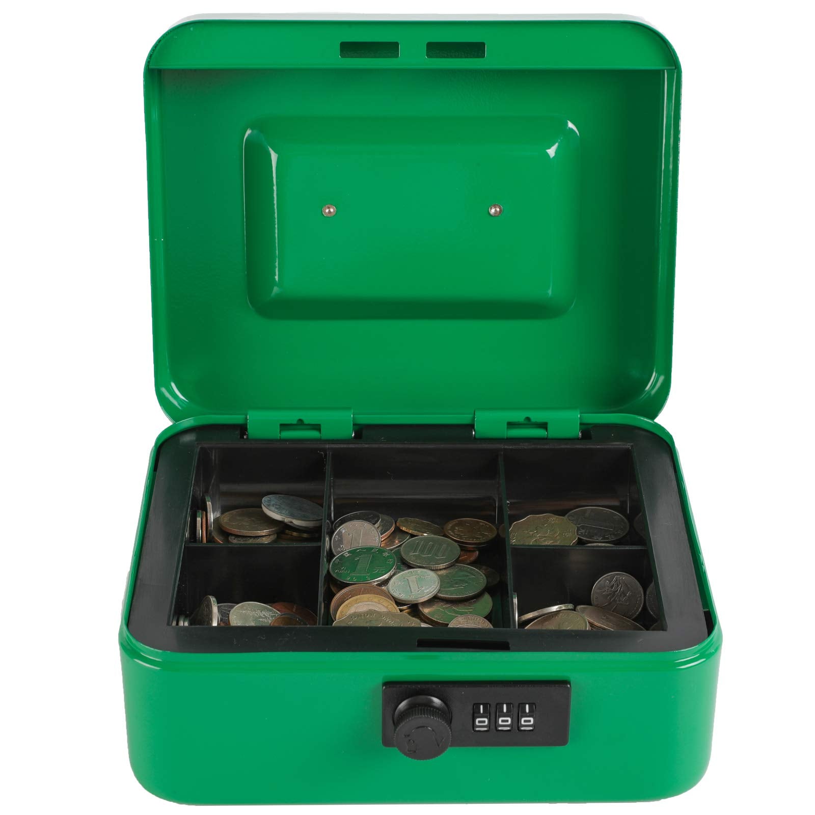 Caja fuerte Xydled de acero con cerradura de combinación, caja fuerte con bandeja extraíble para monedas y cerradura de llave, 20 x 16 x 9 cm.
