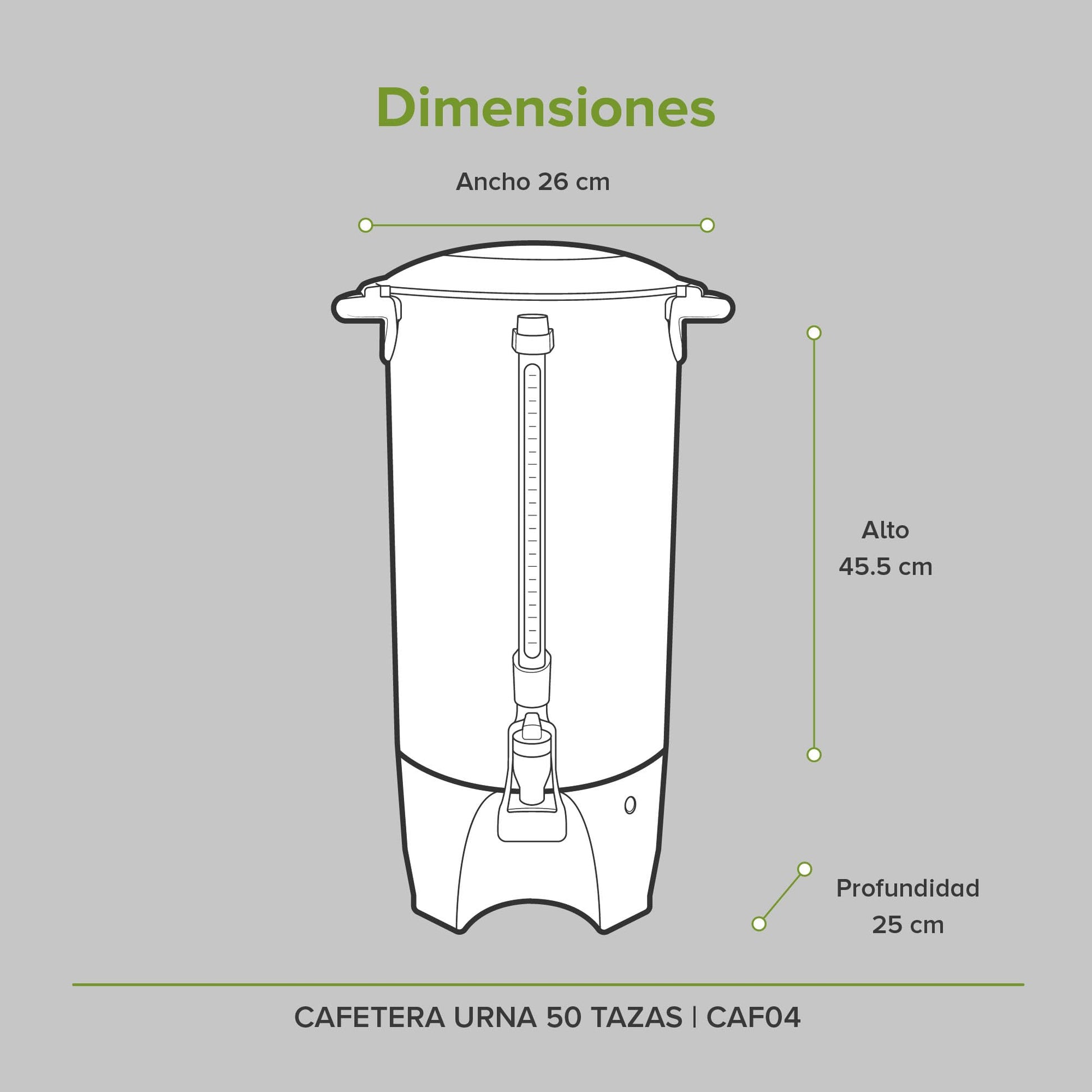 AVERA | Cafetera Urna de Acero Inoxidable para 50 Tazas | Indicador de Nivel de Agua | Luz Indicadora de Funcionamiento | Tapa con Bloqueo de Seguridad | CAF04