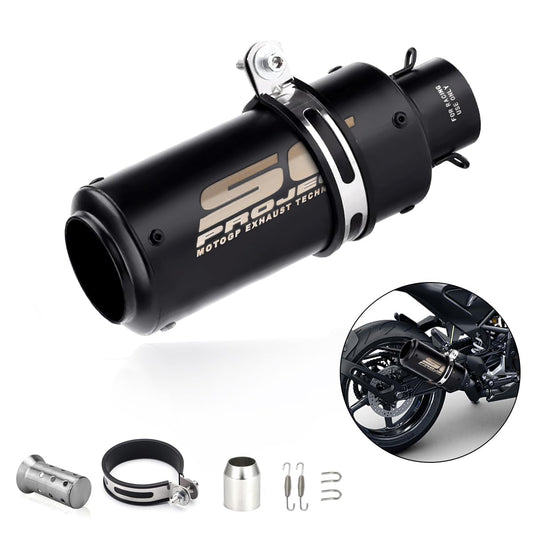 ANMIEN Escape para Moto - Escape para Motocicleta 38-51mm Universal con Silenciador, Tubo Redondo Negro Escape de Moto Deportivo para ATV, AN-YK-HS