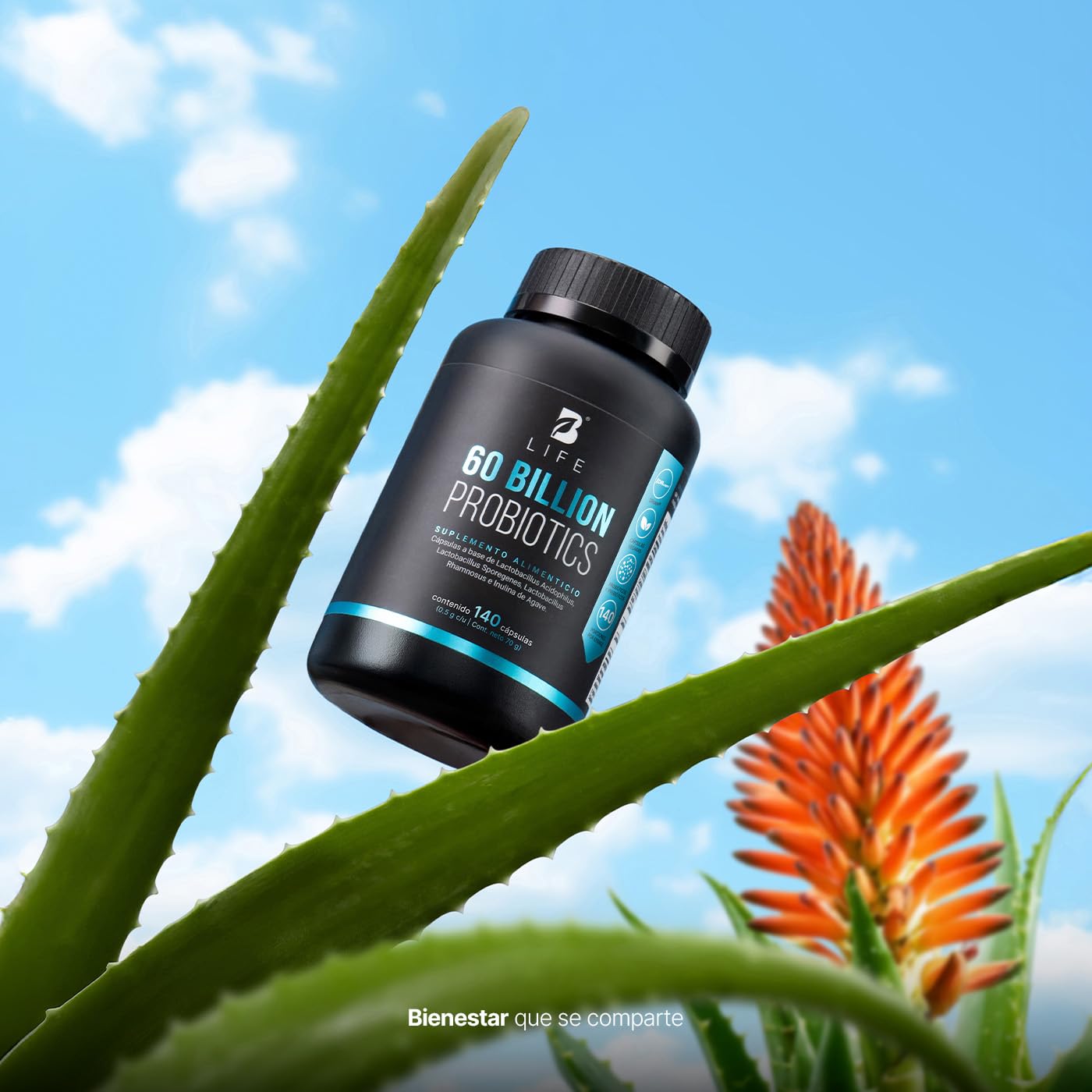 B Life Probióticos 60 Billones UFC | 140 Cápsulas | 3 Cepas De Probióticos | Liberación Retardada | Tecnología Patentada DRcaps | Adicionados Con Inulina De Agave | 60 Billion Probiotics.