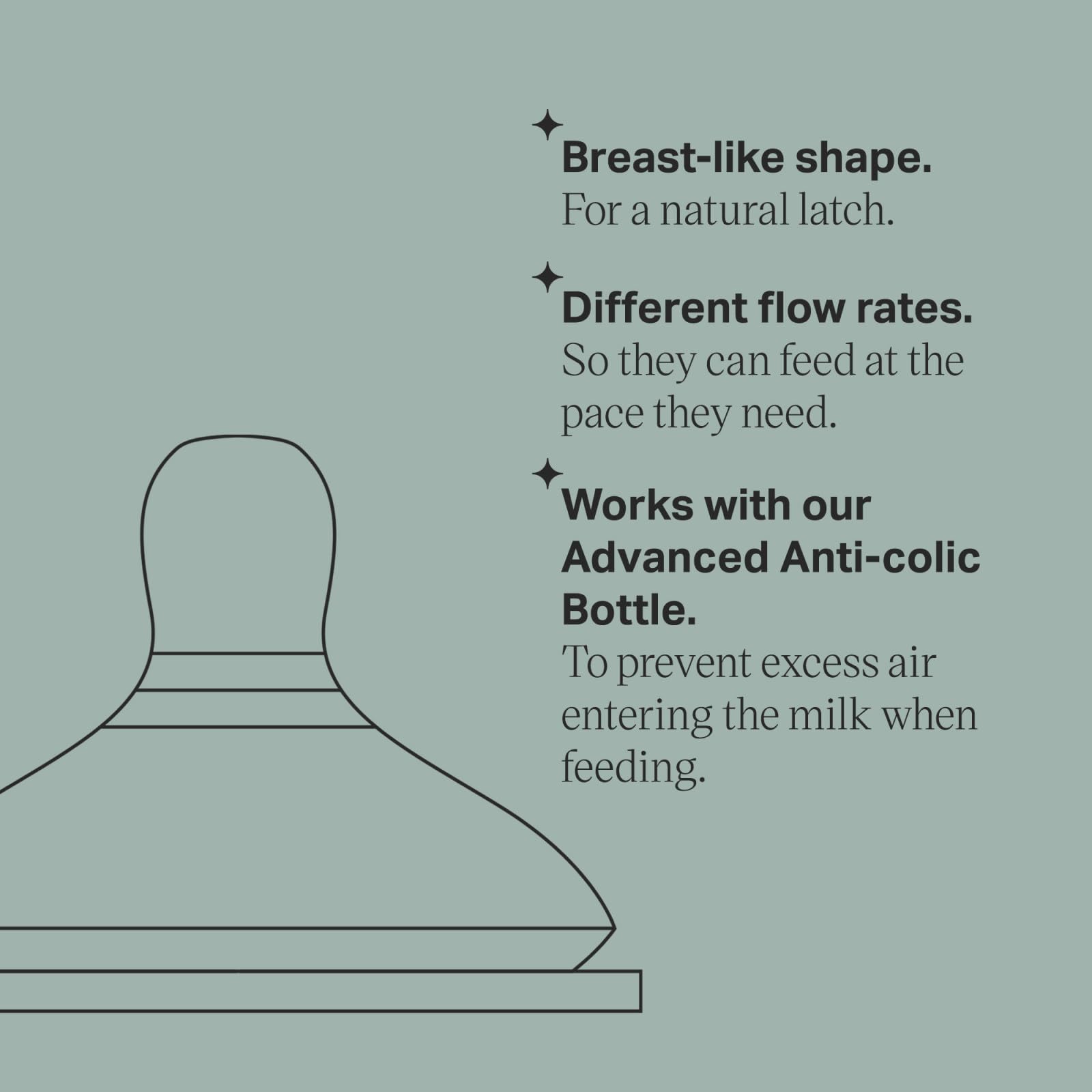 Nipples de Biberón Tommee Tippee Anti-Colic Avanzados, Silicona Suave, Flujo Medio para Bebé 3m+