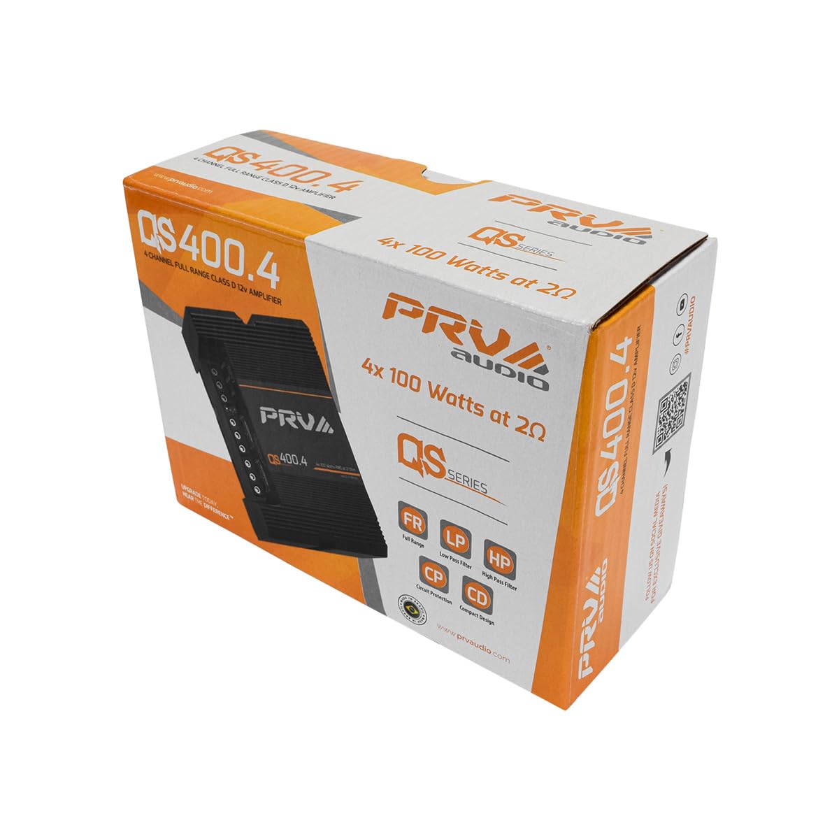 Amplificador de Audio Compacto PRV Audio QS400.4 Negro 4 Canales para Coche