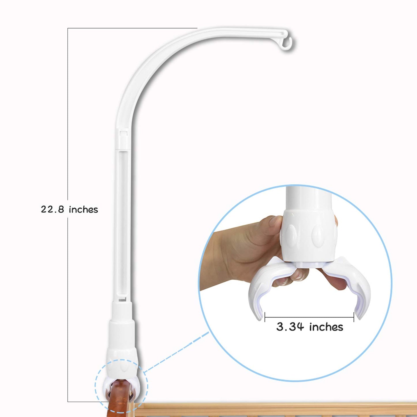 HLEEDUO DIY 60cm Baby Crib Mobile Bed Bell Holder Arm Bracket, The Claw Part can be Adjusted Width
