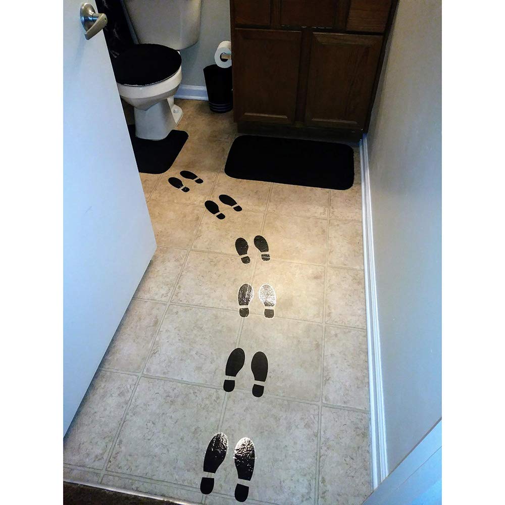 Finduat 20 pares de 40 estampados, adhesivos negros con huella de calzado, escaleras de piso para guiar para la escuela, estudio de baile, decoración de fiestas