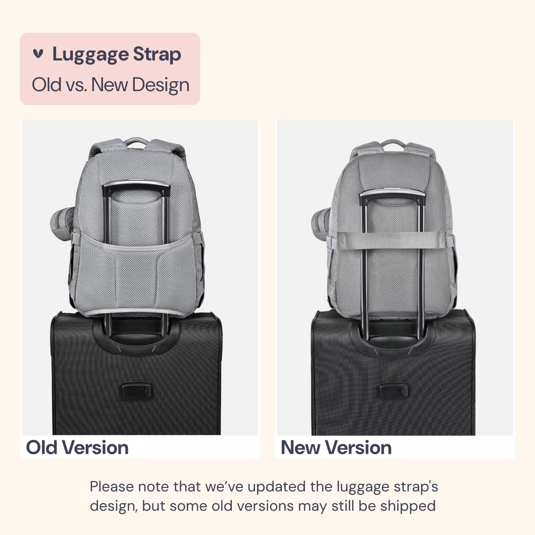 BabbleRoo - Mochila para pañales grande de viaje para bebé con cambiador, bolsas impermeables para bebé para mamá y papá, bolsas unisex con estuche para chupete, correa de equipaje y clips para