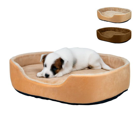 Cuory Cama para Perros, Cómoda Cama para Mascotas, Fondo Antideslizante con Forro Acolchonado, Base Antideslizante Lavable, Cama para Perros y Gatos (Beige)
