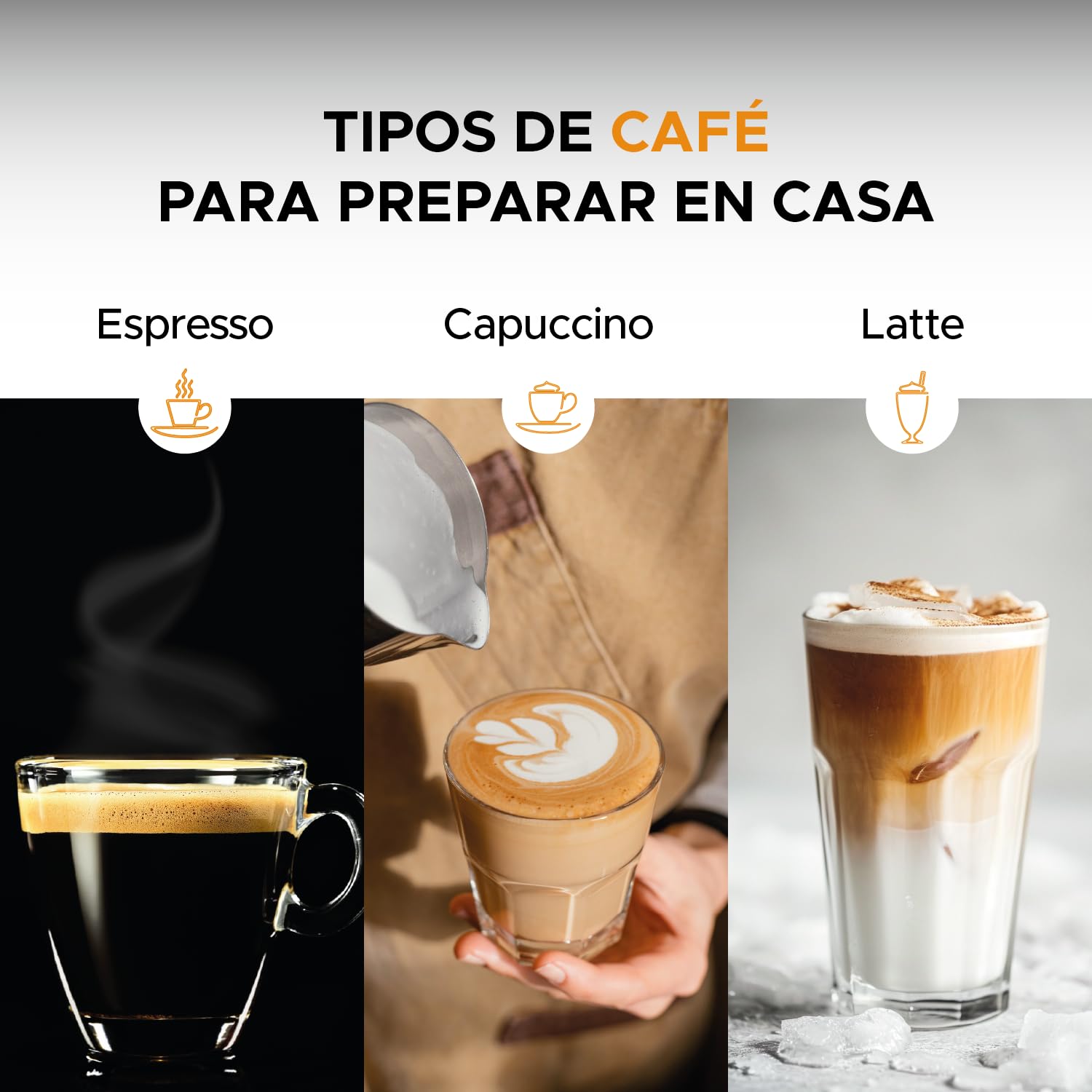 Máquina de Café Espresso OC OLA CASA Acero Inoxidable con Espumador y Placa Calentadora