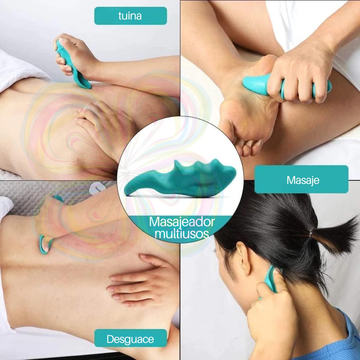Masajeadores Manuales Veraly.mx Azul Diseño Ergonómico Shiatsu para Cuello y Espalda