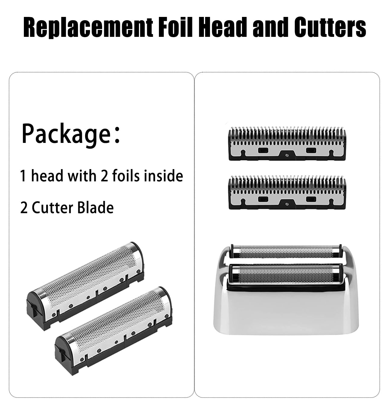 Juego de cortadores de papel de aluminio para afeitadora Babyliss Kaynway Professional Replacement emnet Cutter Blade para BaBylissPRO Barberology Metal Double Foil Shaver FX – Incluye 2 láminas, 2 cuchillas, 1 cubierta de cortador