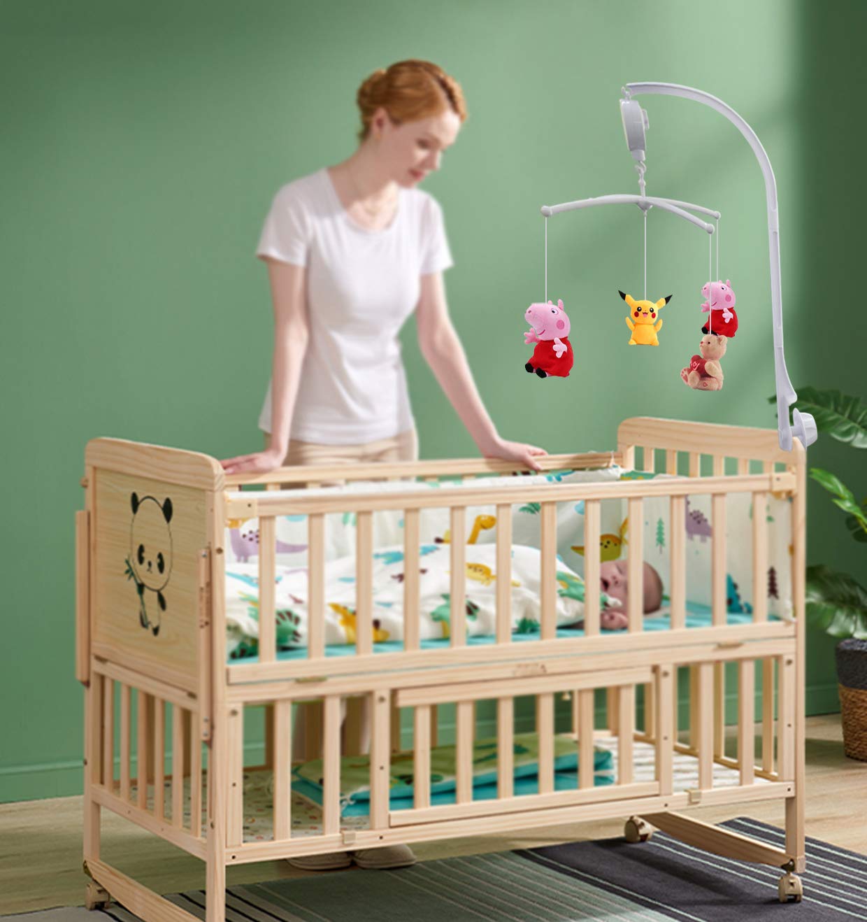 Alovexiong - Caja de música para cuna de bebé (66 cm), color blanco