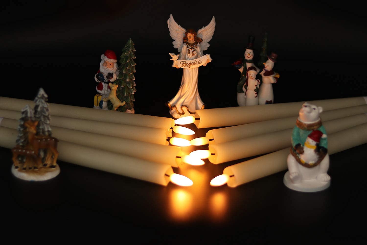 GenSwin - Velas cónicas parpadeantes sin llama con 2 mandos a distancia y temporizador, velas de cera real 3D para ventana, funciona con pilas, paquete de 8, decoración de Navidad para el hogar de