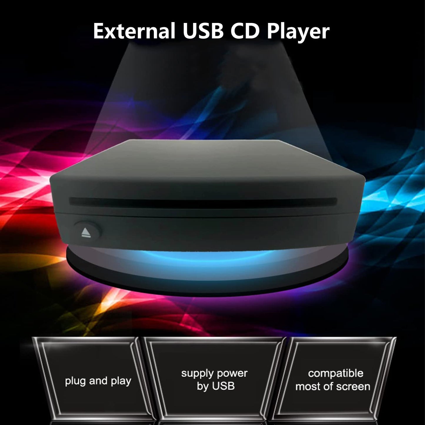 Xglysmyc Reproductor de CD universal USB externo para coche, reproductor de CD de vehículo para coche a través de conexión de radio USB, reproductor de CD portátil para navegación Android con puerto USB Plug and Play