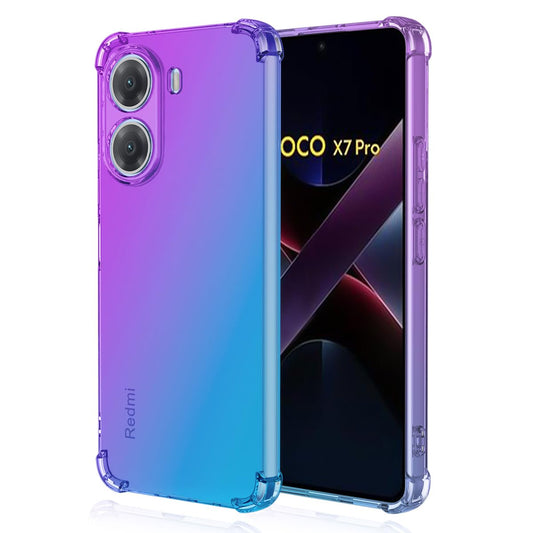 DABUNA Funda para Xiaomi Poco X7 Pro 5G Case,Transparente Colores Degradados Protectora de Cámara Anticaída Carcasa Bumper(Púrpura Azul)