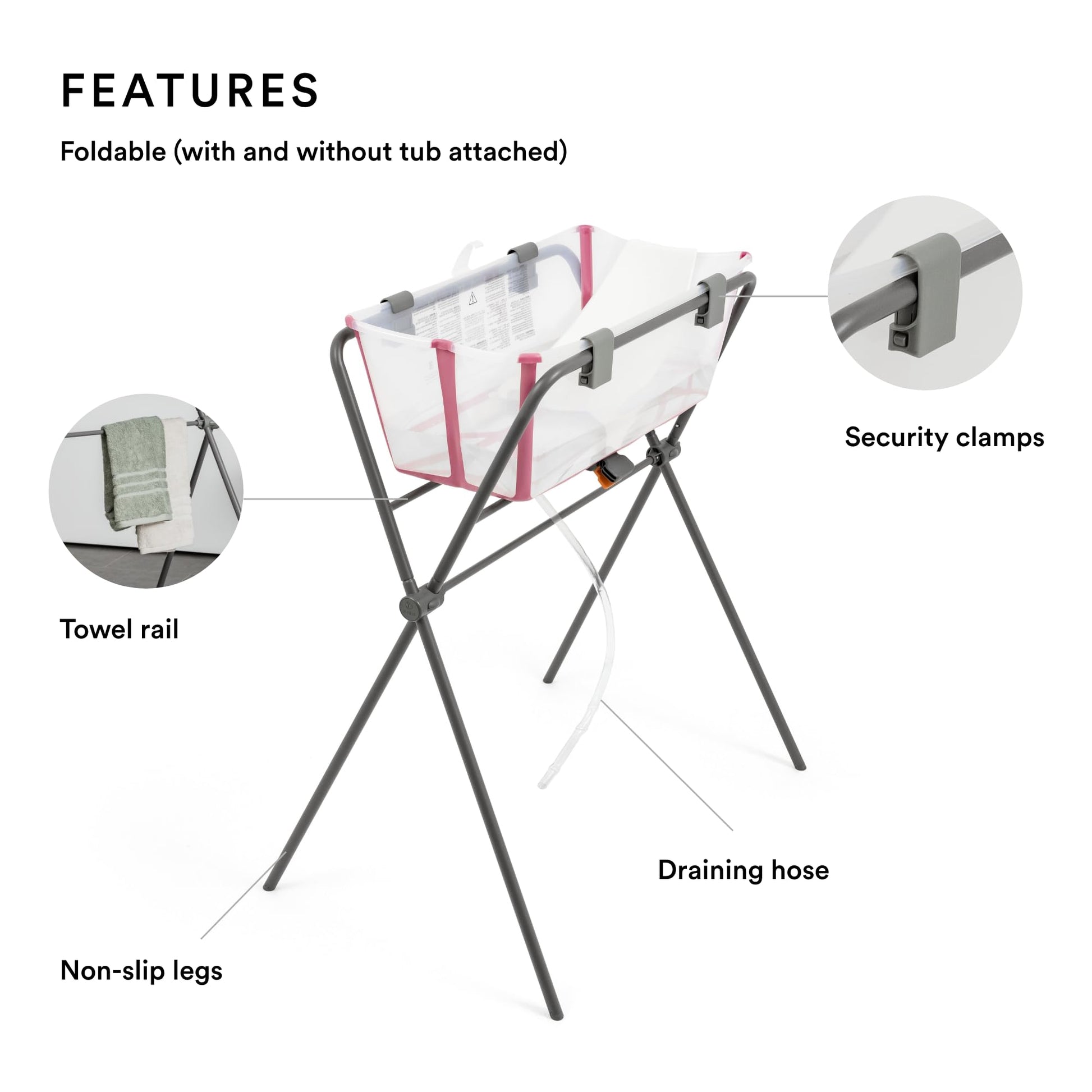 Soporte Stokke Flexi Bath Gris Ligero y Seguro para Recién Nacidos