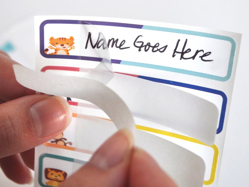 Lil' Labels Bottle Labels, Write-On Name, Self-Laminating, Waterproof, Baby Bottle Label for Daycare, Plus 2 Bonus Gifts, Animal Friends, Set of 2