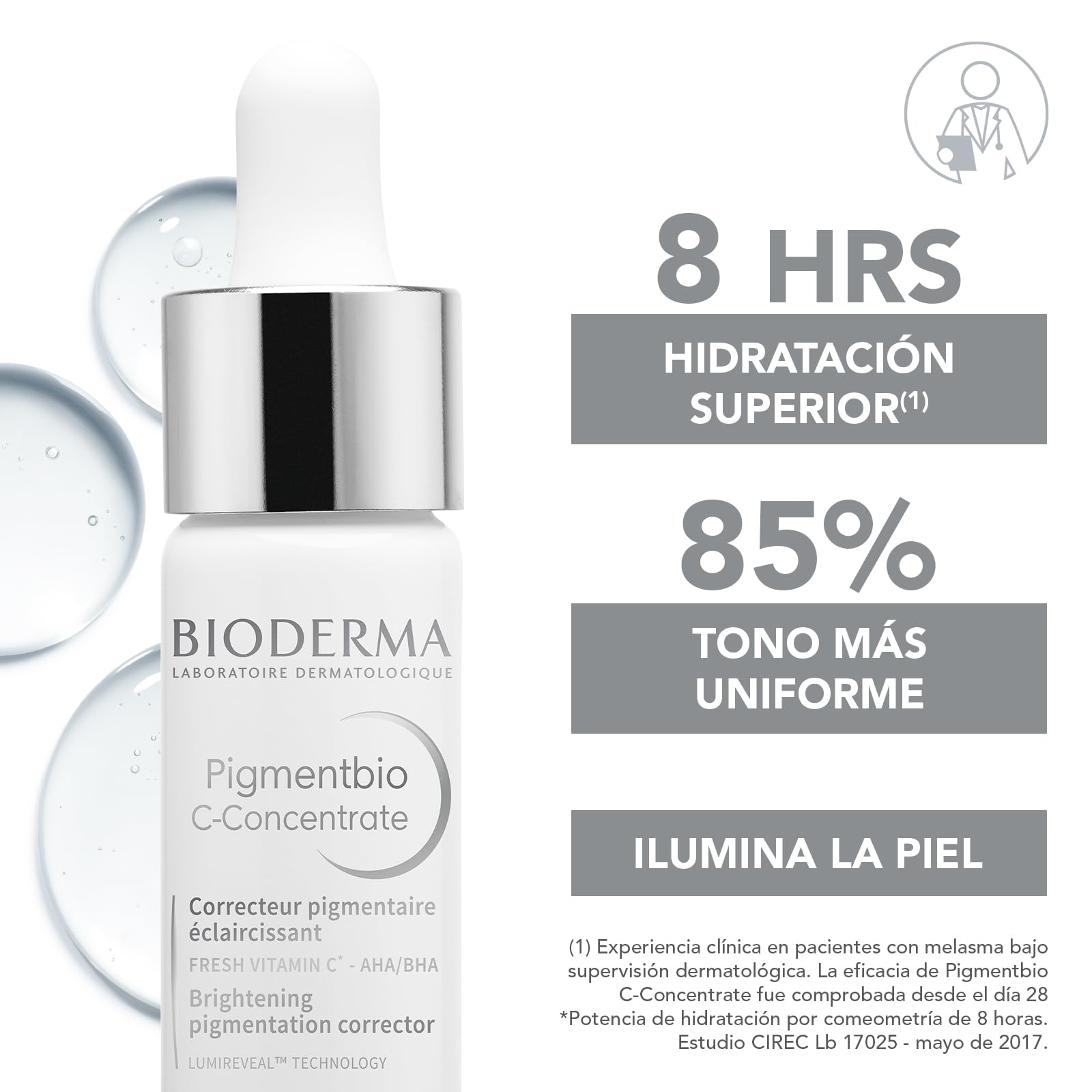 BIODERMA, Sérum Antimanchas, Pigmentbio C-Concentrate Sérum Con Vitamina C, Hidratante para Rutina de Noche, 15ML