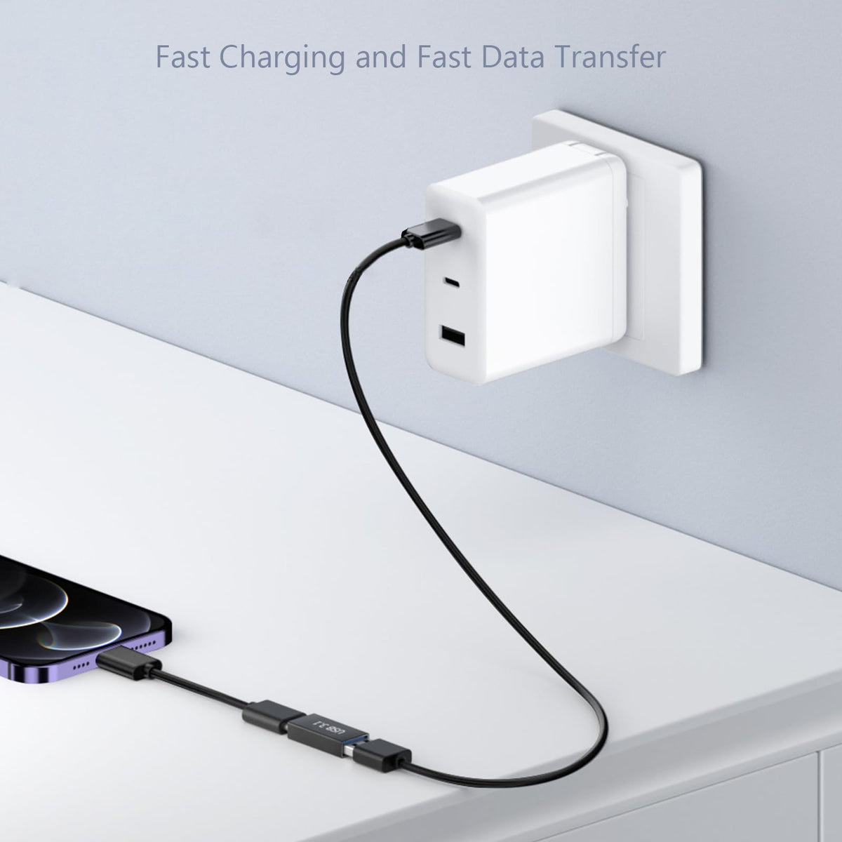 Adaptadores USB a C POHFP Alta Velocidad Bidireccionales Hembra 5 Piezas